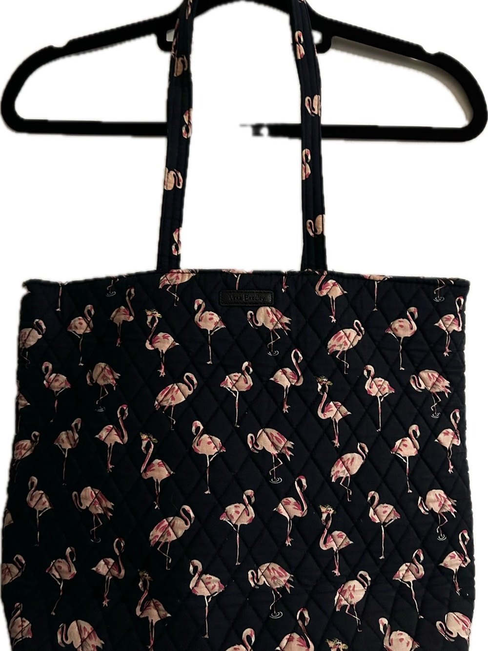 Vera Bradley Quilted Navy Blur Flamingo Print Tote Bag with Pink Lining